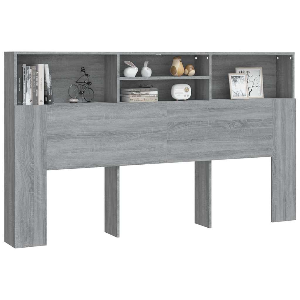 817256 vidaXL Headboard Cabinet Grey sonoma 180x19x103,5 cm