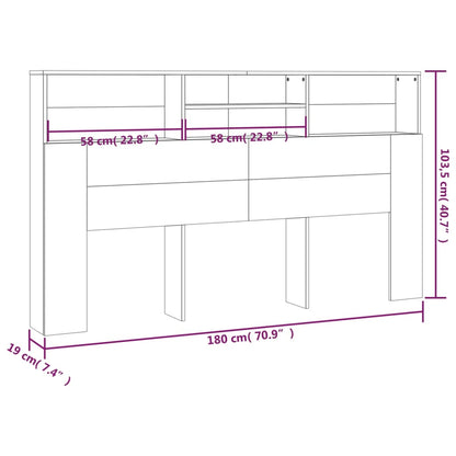 Headboard Cabinet Grey Sonoma 180x19x103.5 cm