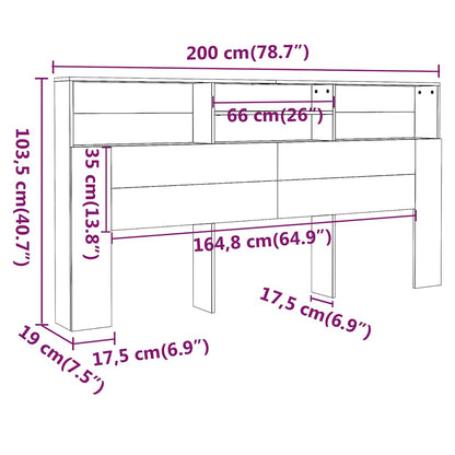 817259 vidaXL Headboard Cabinet Grey Sonoma 200x19x103,5 cm