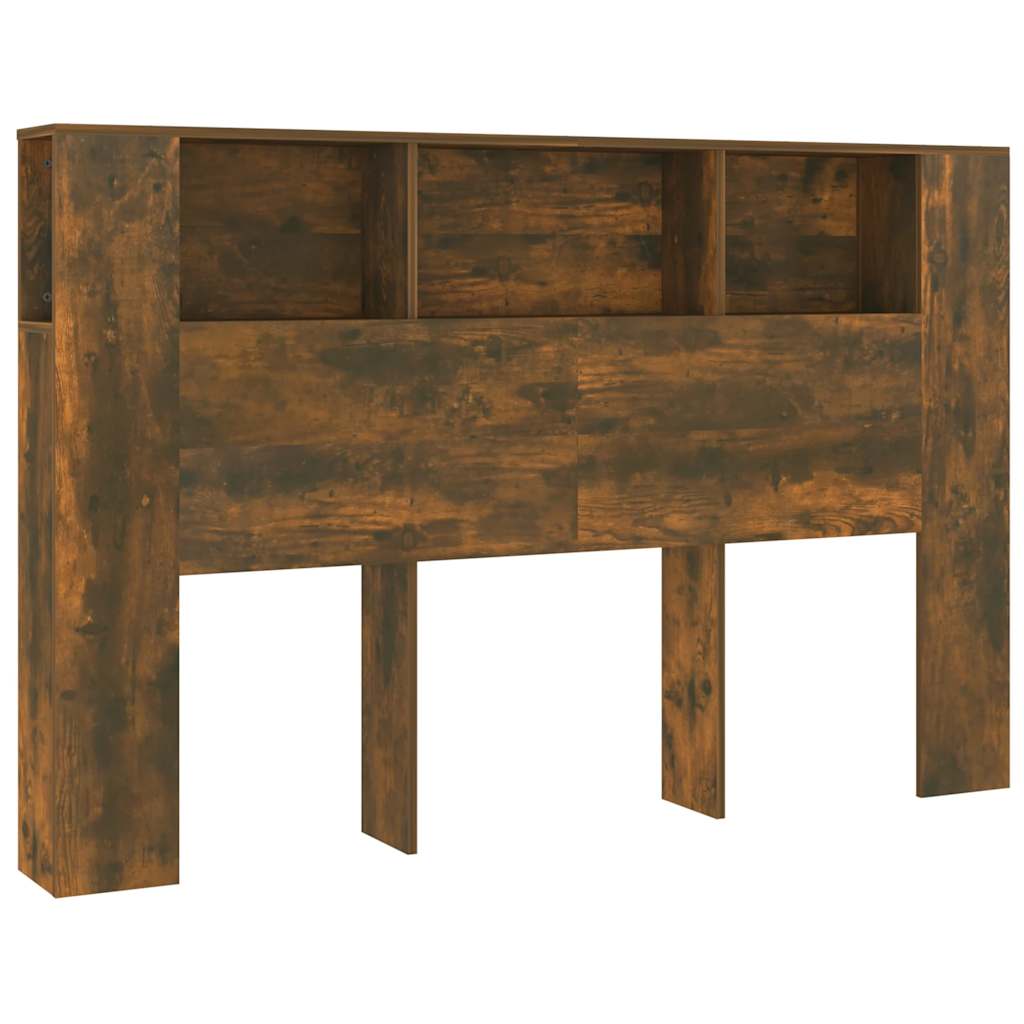 Headboard Cabinet Smoked Oak 160x18,5x104,5 cm Engineered Wood