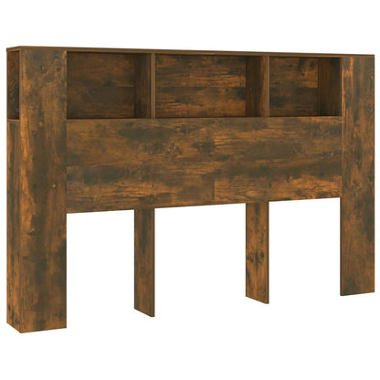 Headboard Cabinet Smoked Oak 160x18,5x104,5 cm Engineered Wood