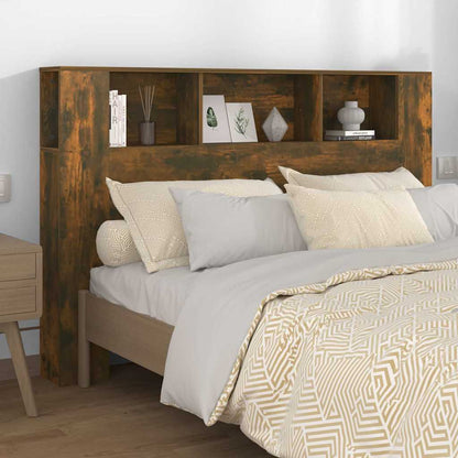 Headboard Cabinet Smoked Oak 160x18,5x104,5 cm Engineered Wood