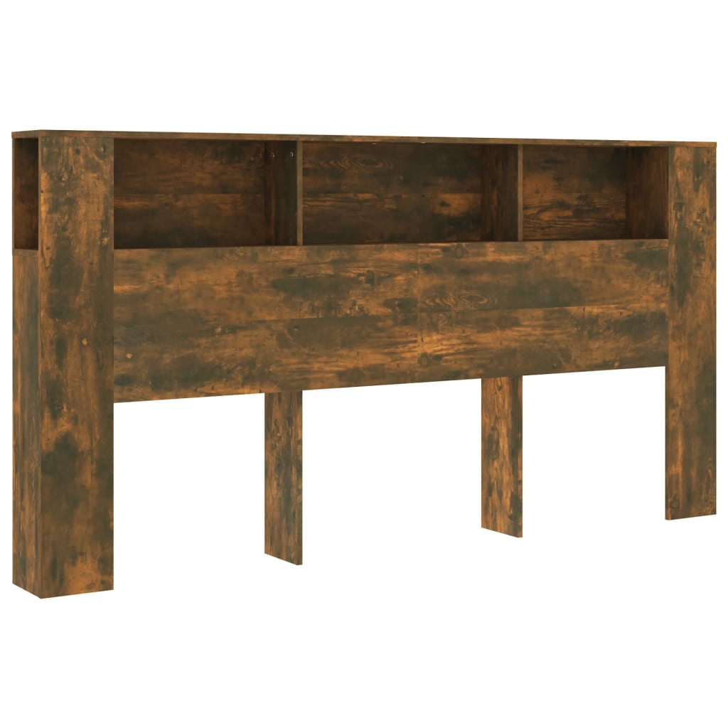 Headboard Cabinet | Smoked oak | Engineered wood | 200 x 18.5 x 104.5 cm