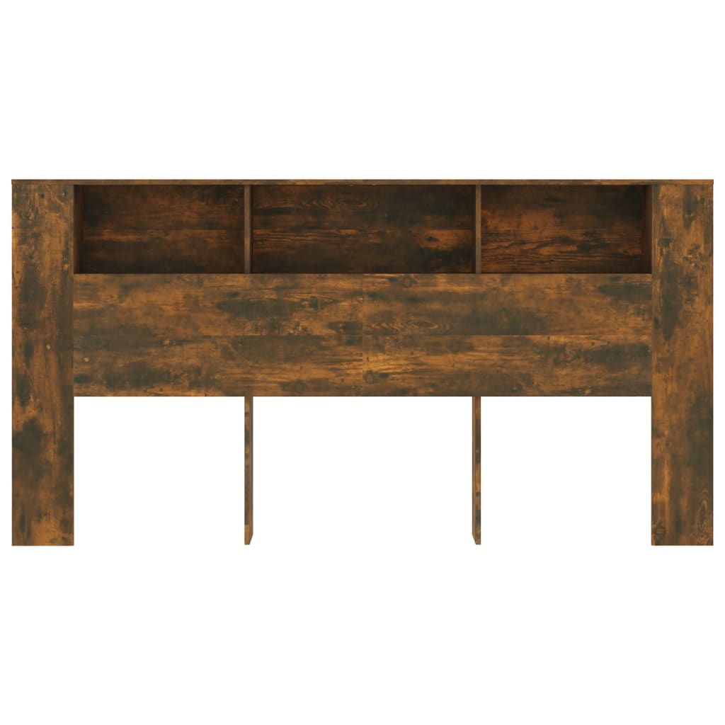Headboard Cabinet | Smoked oak | Engineered wood | 200 x 18.5 x 104.5 cm