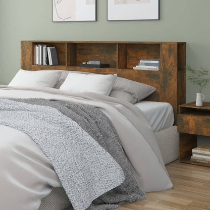 Headboard Cabinet | Smoked oak | Engineered wood | 200 x 18.5 x 104.5 cm