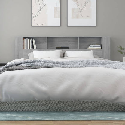 Headboard Cabinet | Grey Sonoma | Engineered Wood | 200x18.5x104.5