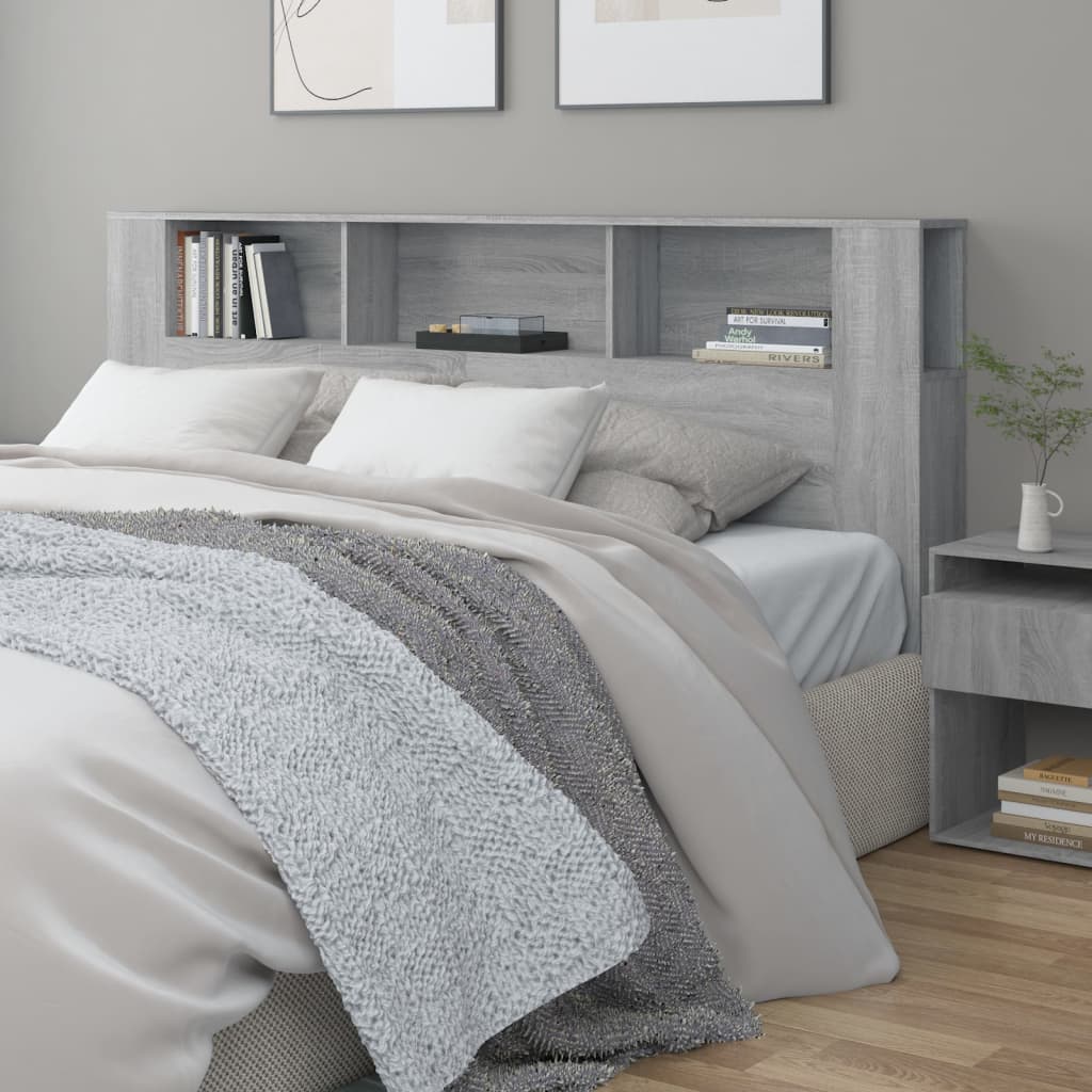 Headboard Cabinet | Grey Sonoma | Engineered Wood | 200x18.5x104.5