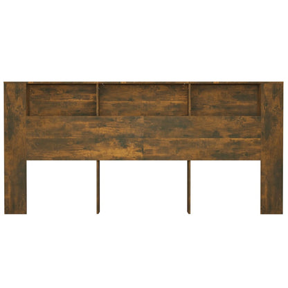 Headboard Cabinet | Smoked oak | Engineered wood | 220x18.5x104.5 cm