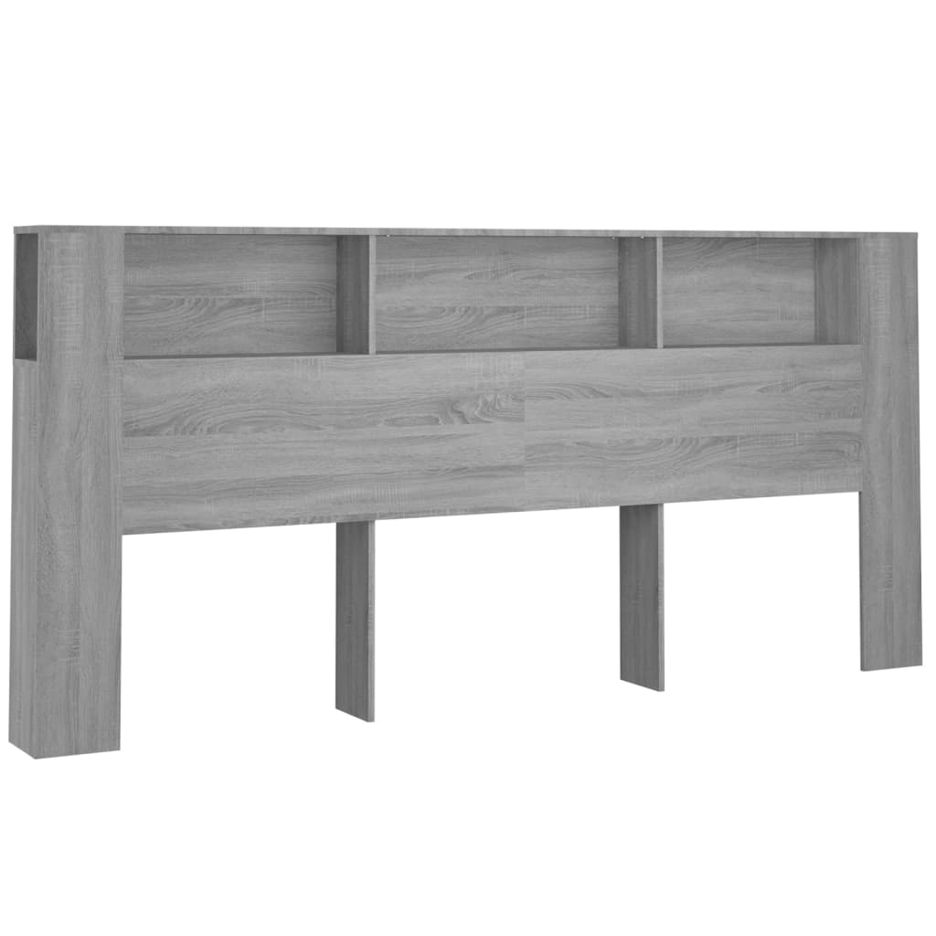 Headboard Cabinet | Grey sonoma | Engineered wood | Large