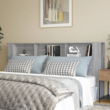 Headboard Cabinet | Grey sonoma | Engineered wood | Large