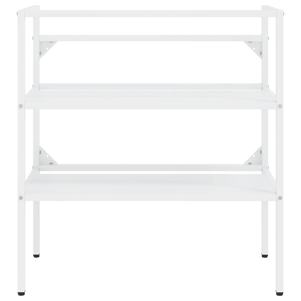 Bathroom Washbasin Frame with Built-in Basin White Iron