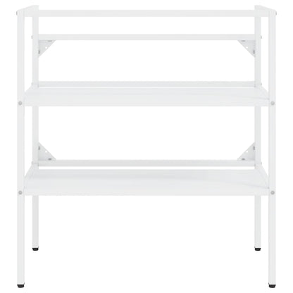 Bathroom Washbasin Frame with Built-in Basin White Iron