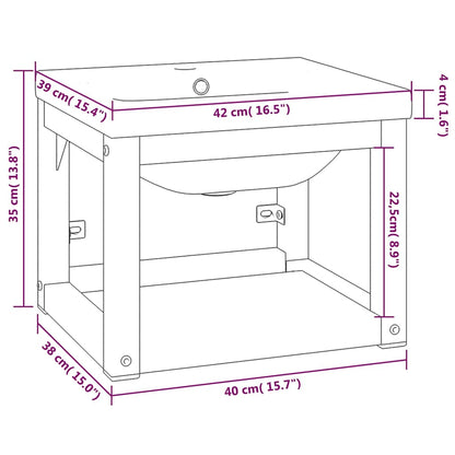 Bathroom Washbasin Frame with Built-in Basin Black Iron