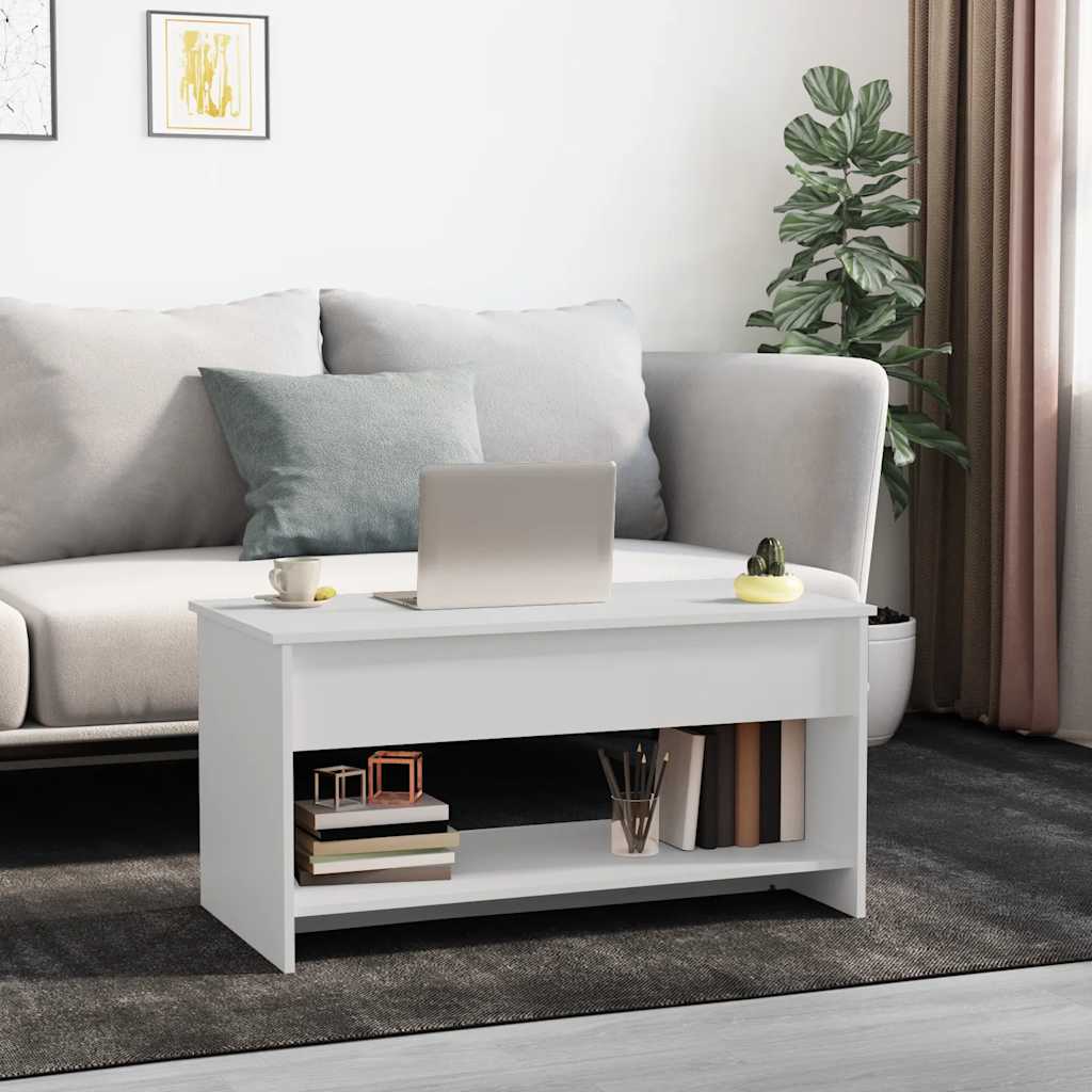 809647 vidaXL Coffee Table White 102x50x52,5 cm Engineered Wood
