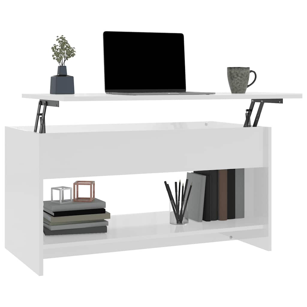 809653 vidaXL Coffee Table High Gloss White 102x50x52,5 cm Engineered Wood