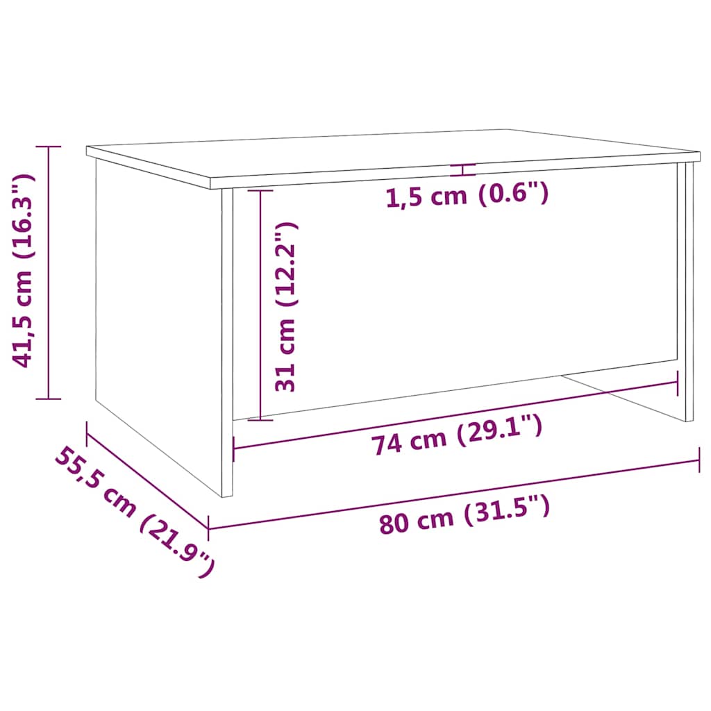 Coffee Table White 80x55,5x41,5 cm Engineered Wood