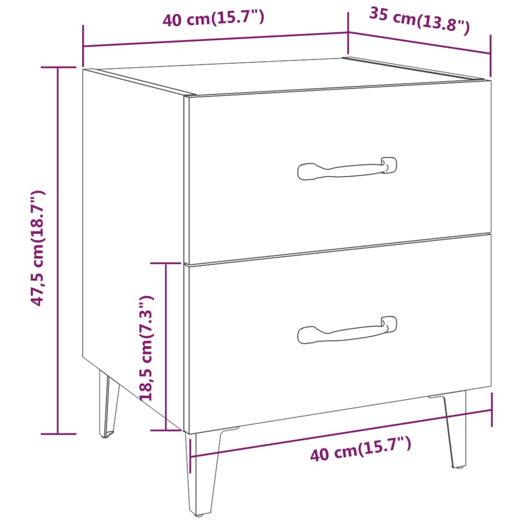 Bedside Cabinet Sonoma Oak 40x35x47.5 cm
