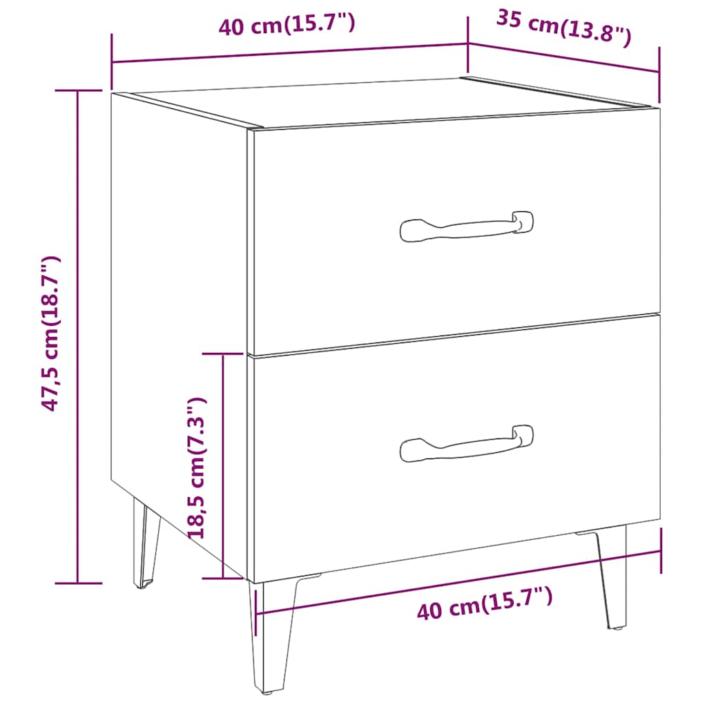 Bedside Cabinets 2 pcs Sonoma Oak 40x35x47,5 cm