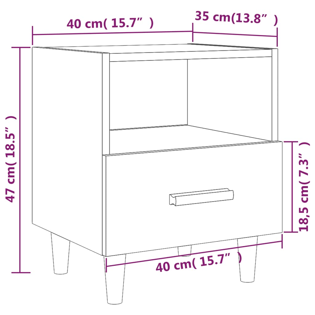 Bedside Cabinet Concrete Grey 40x35x47 cm