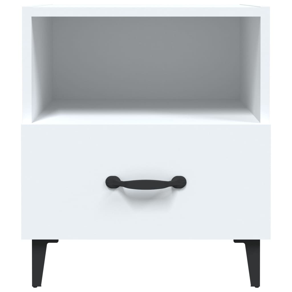 Bedside Cabinet White Engineered Wood