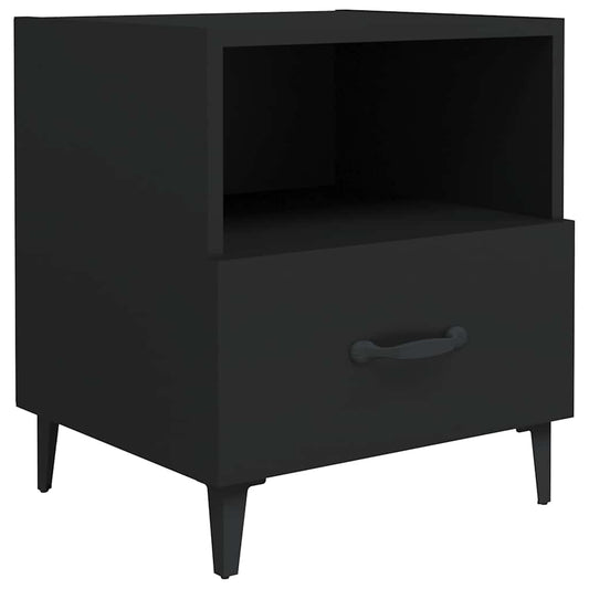 Bedside Cabinet Black Engineered Wood