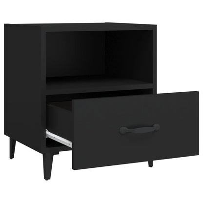 Bedside Cabinet Black Engineered Wood