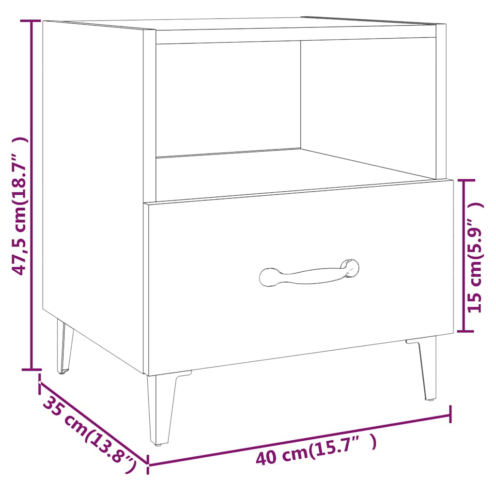Bedside Cabinet Black Engineered Wood
