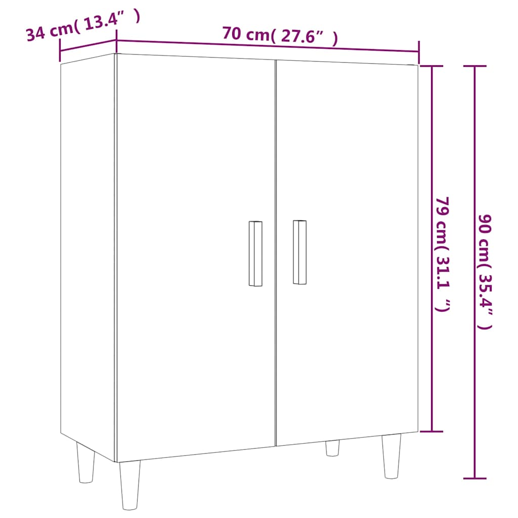 Sideboard White 70x34x90 cm Engineered Wood