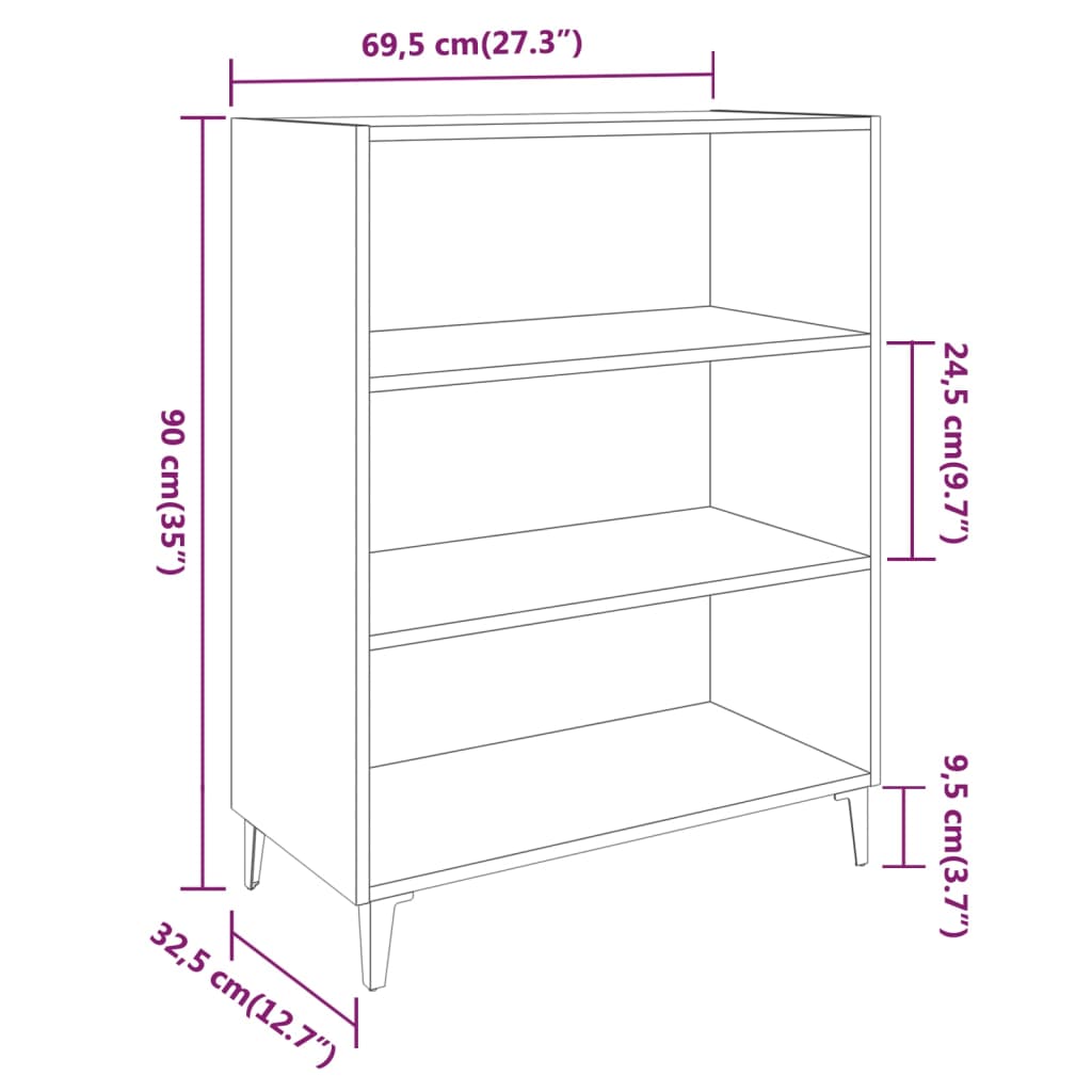 Sideboard Sonoma Oak 69.5x32.5x90 cm Engineered Wood