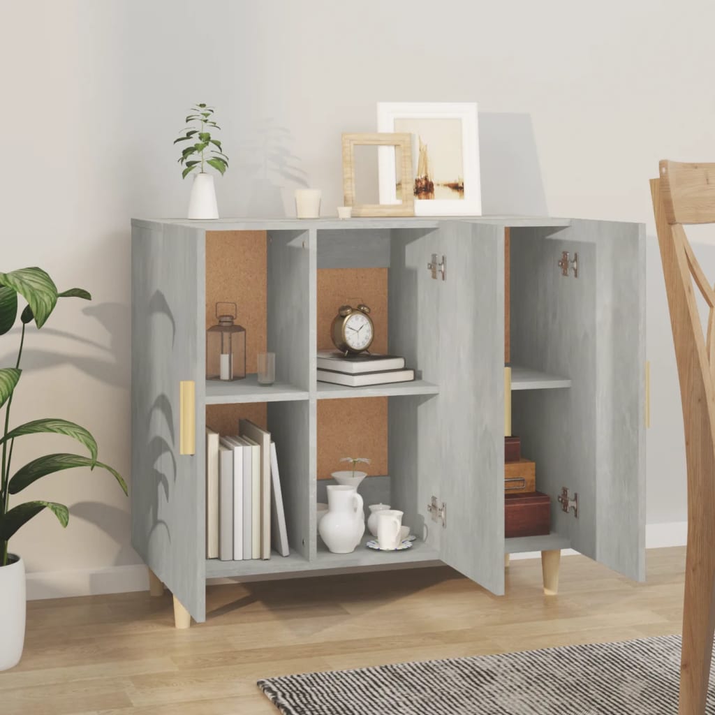 Sideboard Concrete Grey 90x34x80 cm Engineered Wood