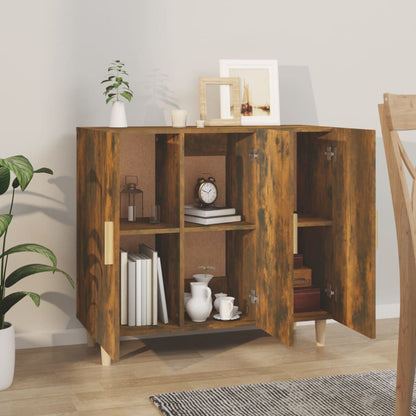 Sideboard Smoked Oak 90x34x80 cm Engineered Wood