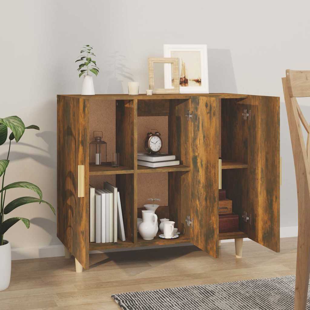 Sideboard Smoked Oak 90x34x80 cm Engineered Wood