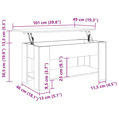 Coffee Table Brown Oak 101x49x52 cm Engineered Wood