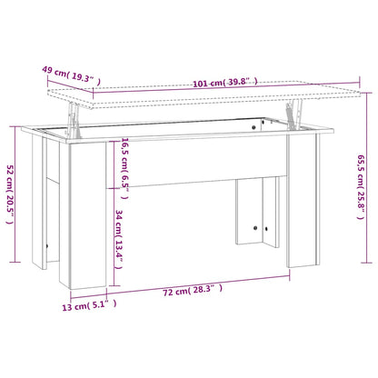 Coffee Table Smoked Oak 101x49x52 cm Engineered Wood