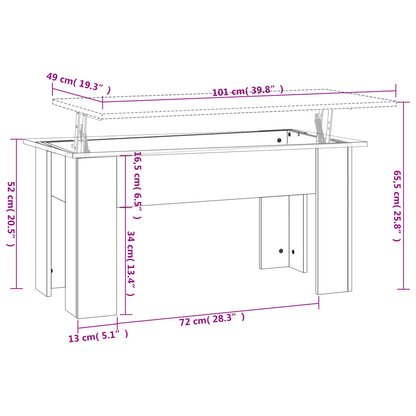 Coffee Table Brown Oak 101x49x52 cm Engineered Wood