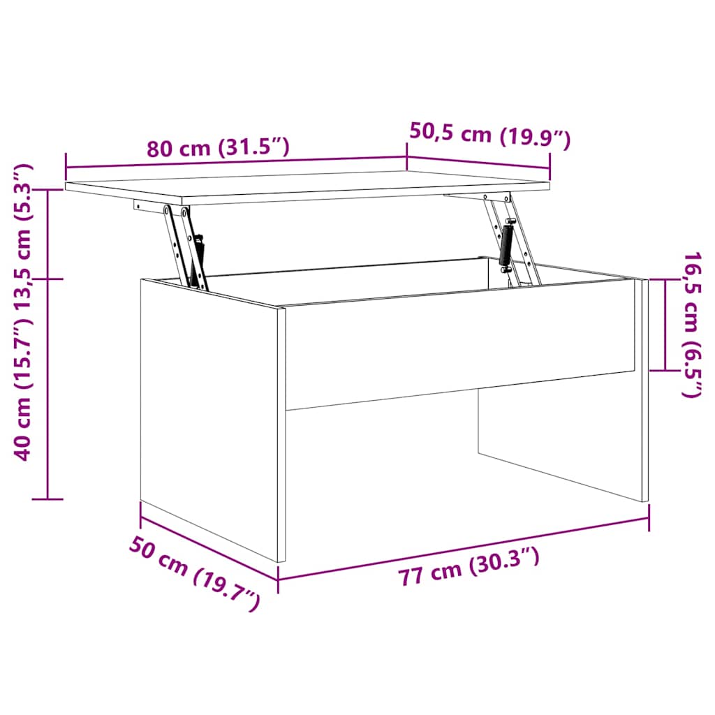 Coffee Table Smoked Oak 80x50,5x41,5 cm Engineered Wood