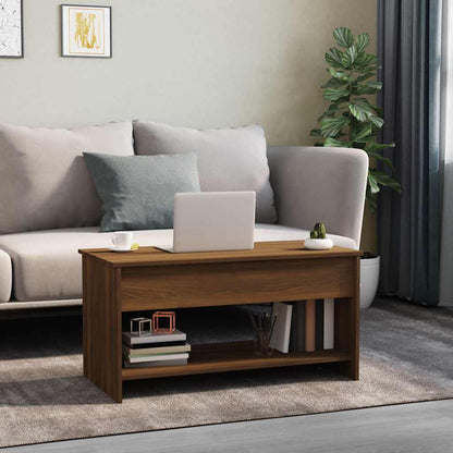 Coffee Table Brown Oak 102x50x52.5 cm Engineered Wood
