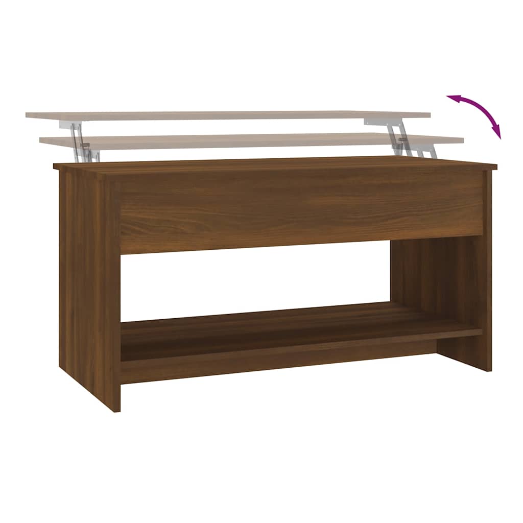 Coffee Table Brown Oak 102x50x52.5 cm Engineered Wood