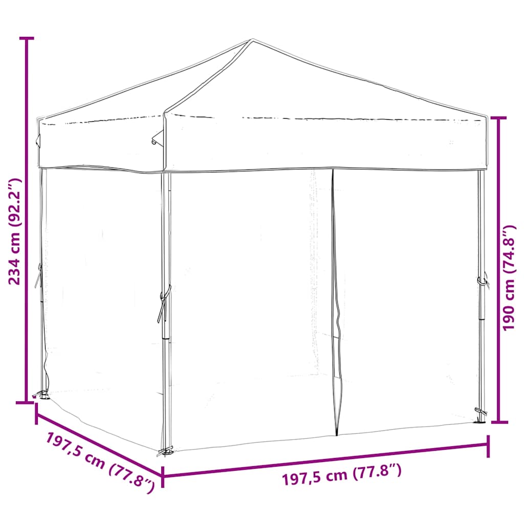 Folding Party Tent with Sidewalls Taupe 2x2 m