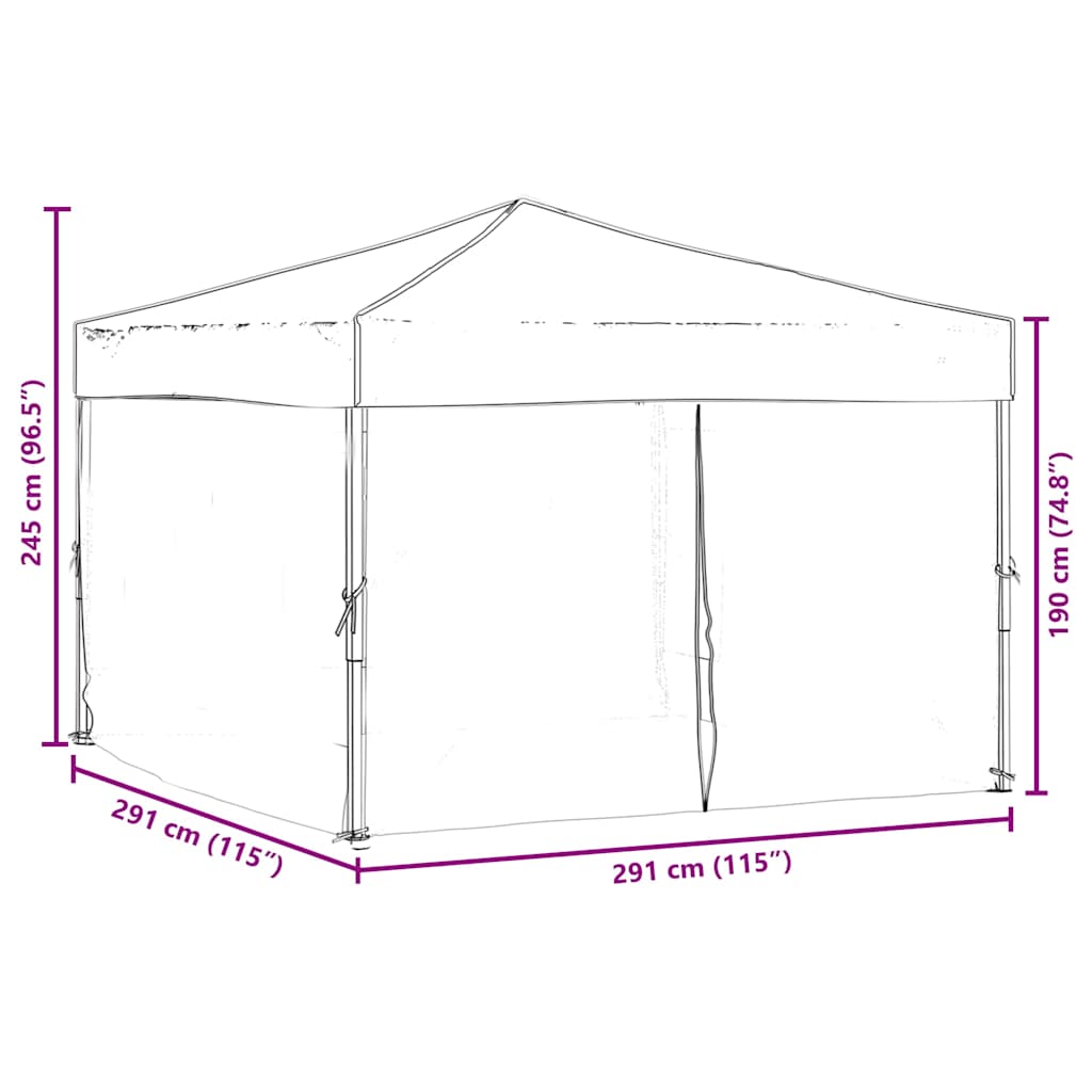 Folding Party Tent with Sidewalls Taupe 3x3 m