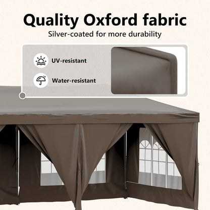 Folding Party Tent with Sidewalls Taupe 3x6 m