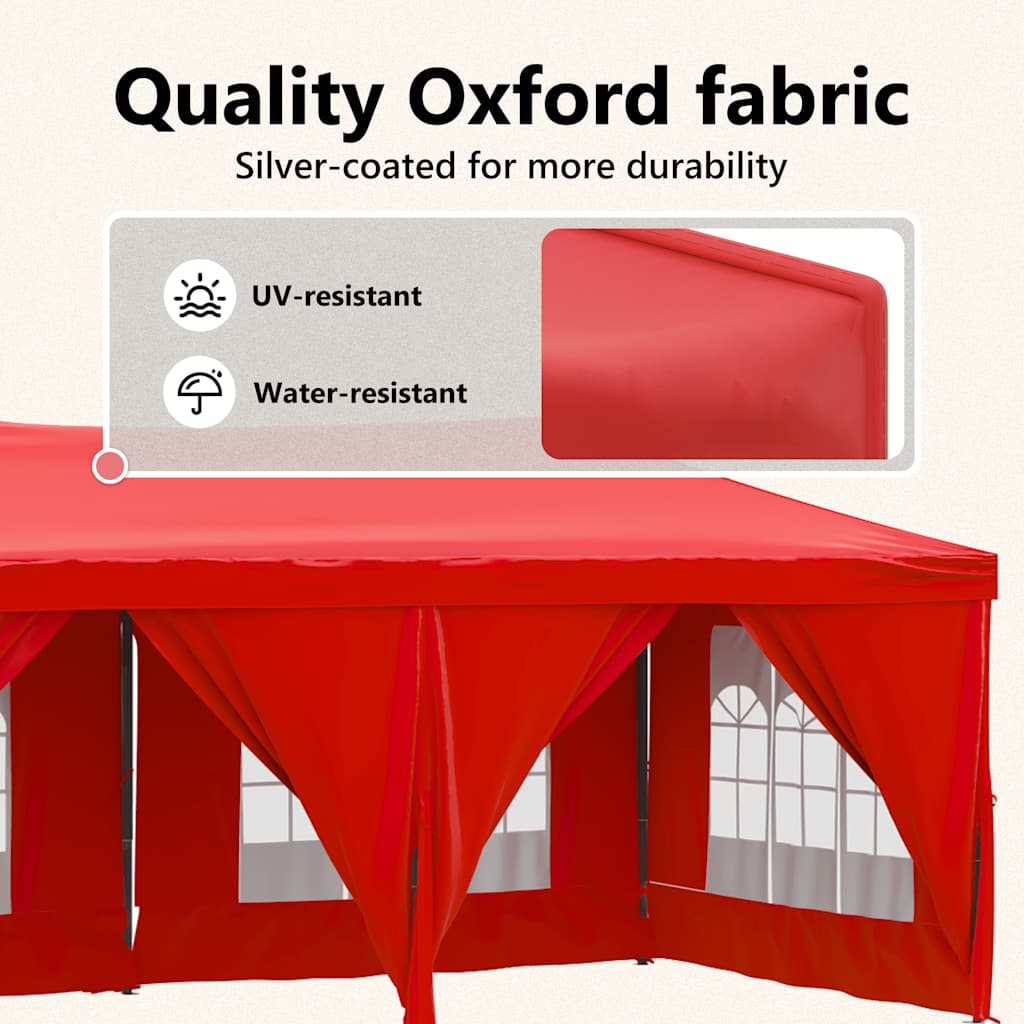 Folding Party Tent with Sidewalls Red 3x6 m