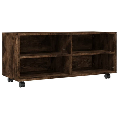 TV Cabinet with Castors Smoked Oak 90x35x35 cm Engineered Wood