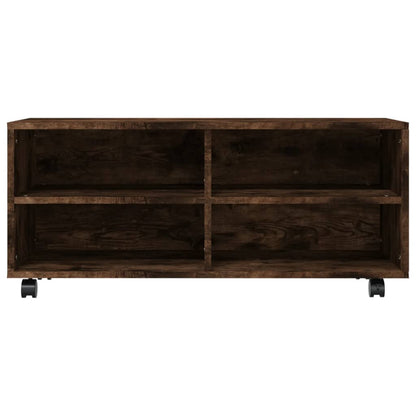 TV Cabinet with Castors Smoked Oak 90x35x35 cm Engineered Wood