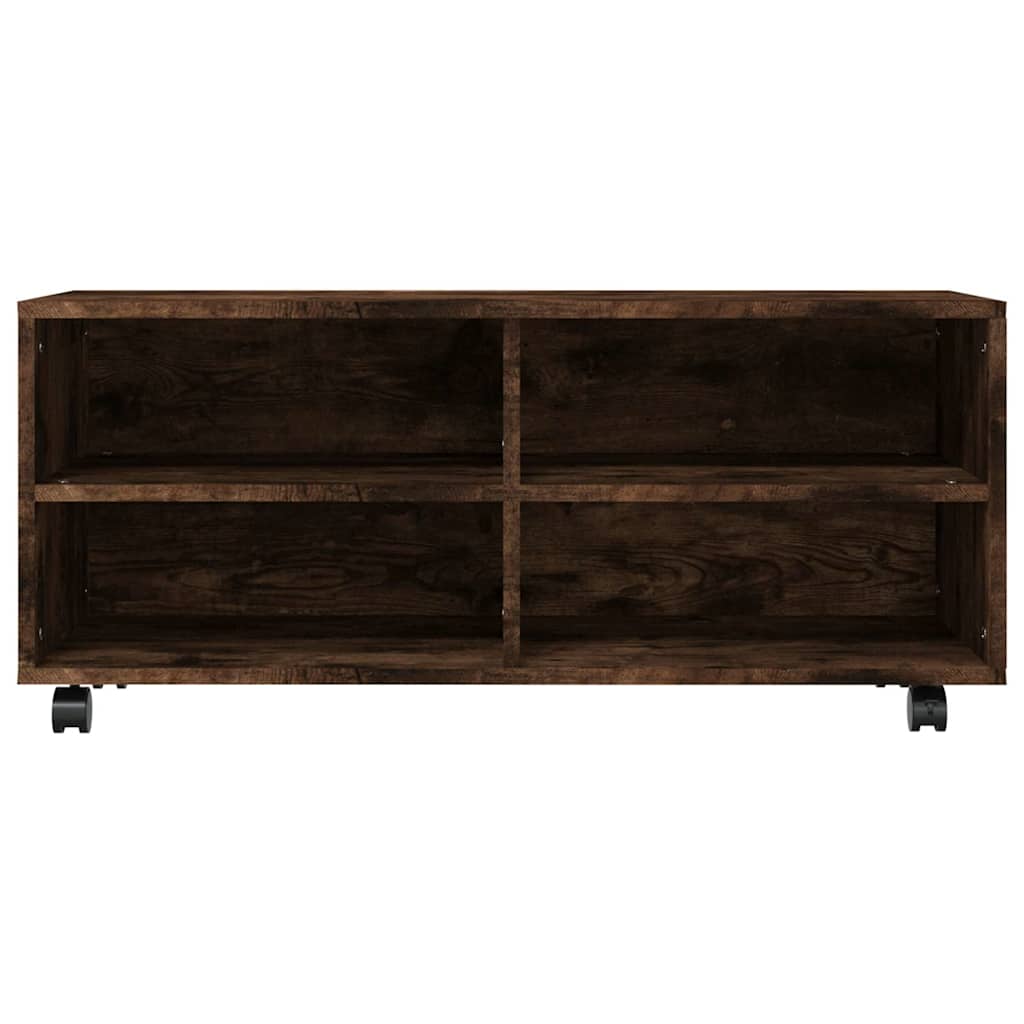 TV Cabinet with Castors Smoked Oak 90x35x35 cm Engineered Wood