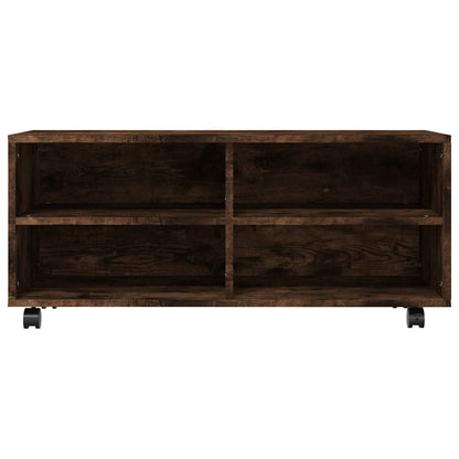 TV Cabinet with Castors Smoked Oak 90x35x35 cm Engineered Wood