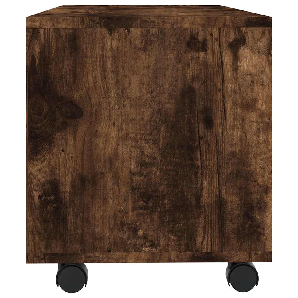 TV Cabinet with Castors Smoked Oak 90x35x35 cm Engineered Wood