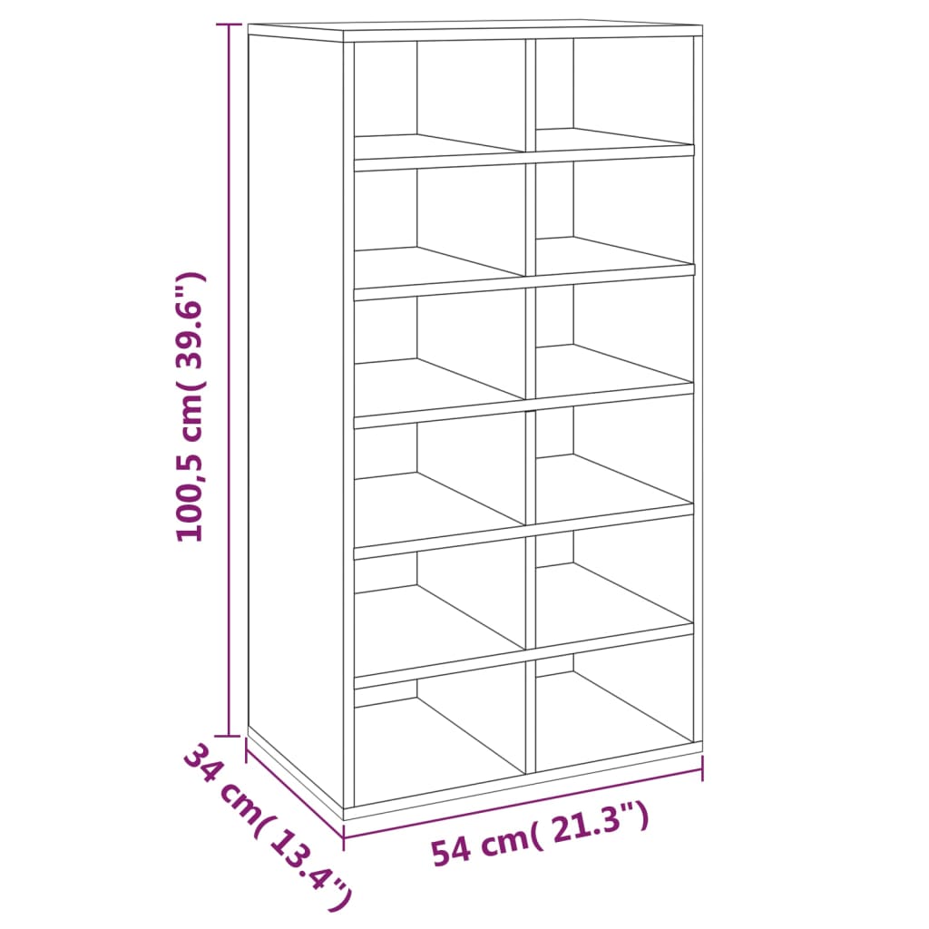 Shoe Rack Smoked Oak 54x34x100.5 cm Engineered Wood