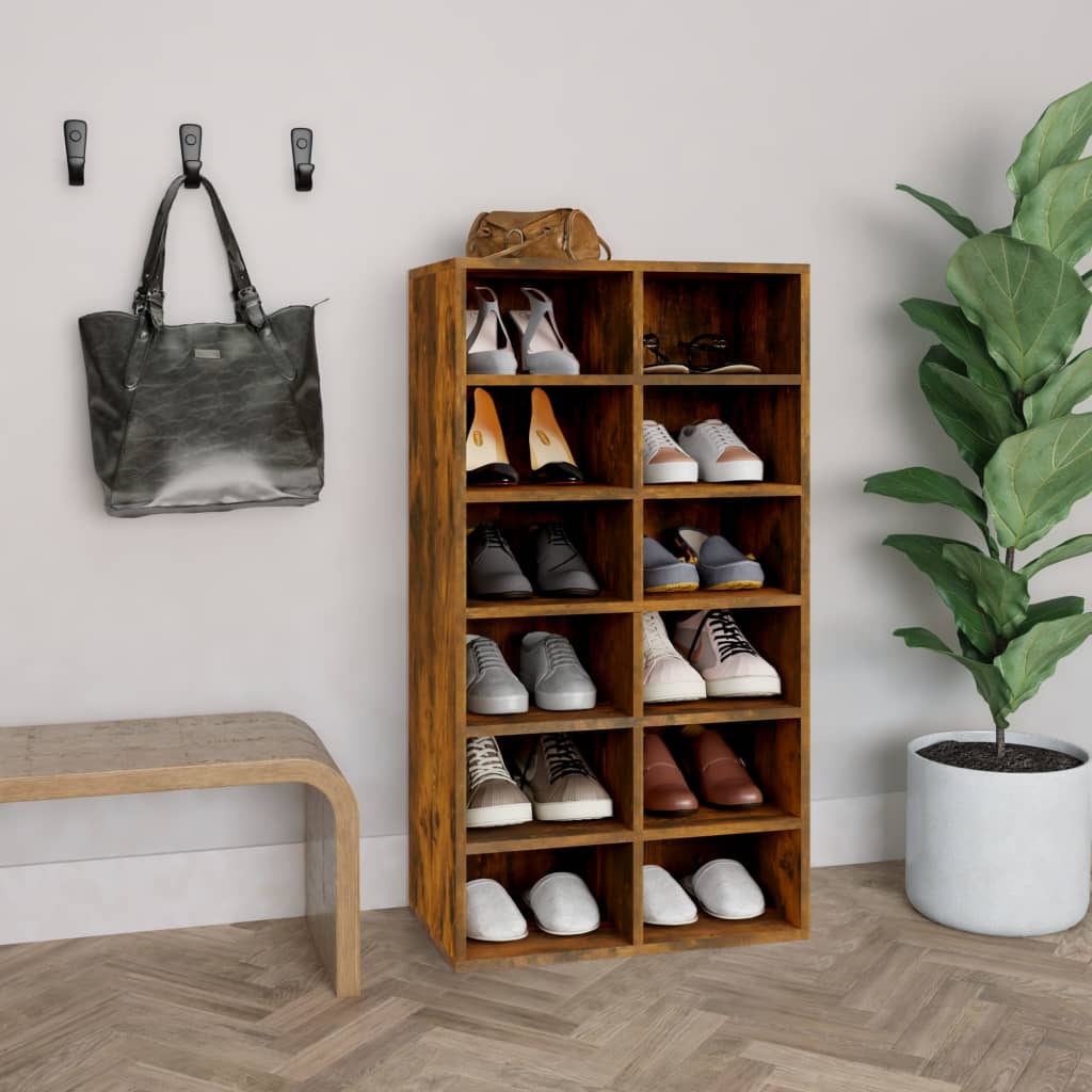 Shoe Rack Smoked Oak 54x34x100.5 cm Engineered Wood