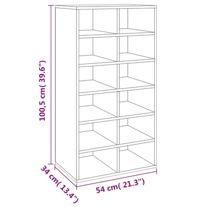 Shoe Rack Grey Sonoma 54x34x100.5 cm Engineered Wood